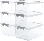 Citylife 6 Packs 17 QT Plastic Storage Bins with Lids Large Stackable Storage Containers for Organizing Clear Storage Box for