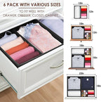 Criusia 6 Pack Clothes Drawer Organizer Dividers, Fabric Foldable Closet Dresser Drawer Organizer for Clothing, Bra Sock Unde