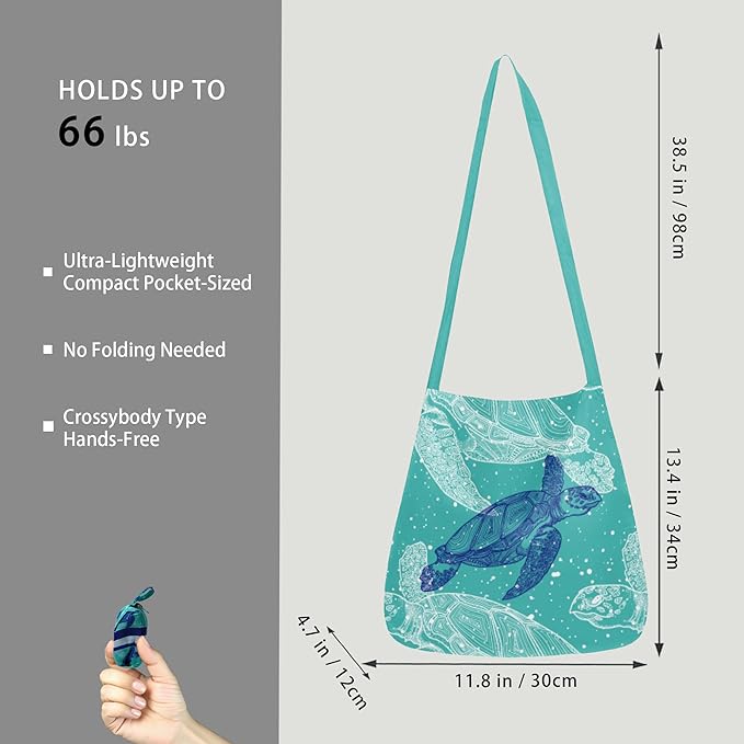 BeeGreen Reusable Grocery Shopping Bag -Travel Tote Bag - Foldable Compact Sturdy Bags