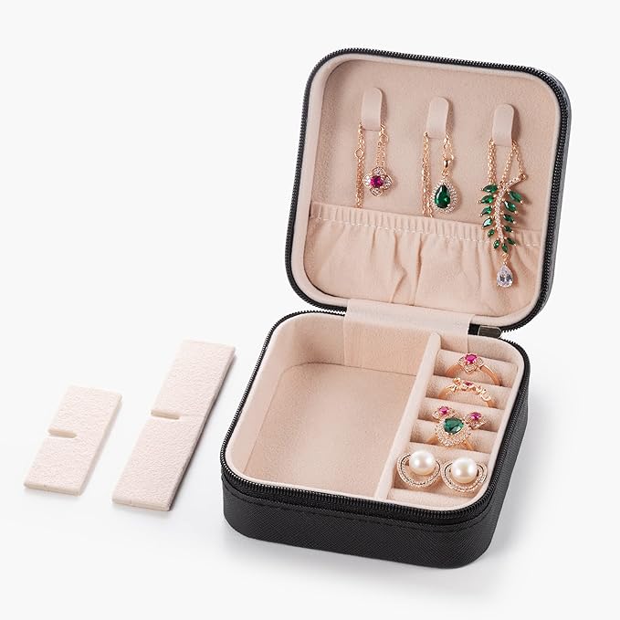 5pack/PU Leather Travel Jewelry Case, Mini Jewelry Box, Small Jewelry Organizer Portable Display Storage Case for Rings Earri