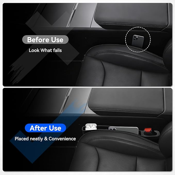 Car Side Seat Gap Filler Organizer Compatible with Tesla Model Y, Fit Tesla Model 3 (My/3) 2019-2026 Car Gap Seat Filler 2 Pack