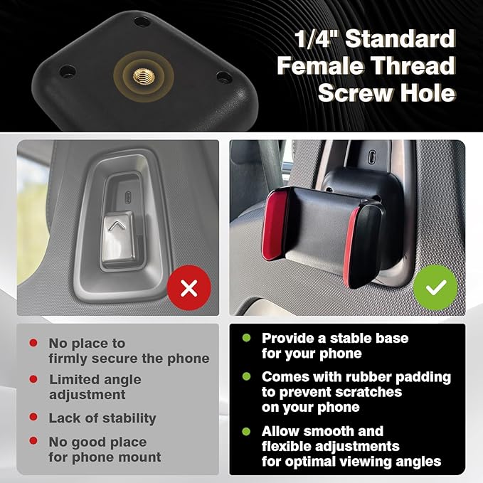BestEvMod Seat Back Second Row Anchor 1/4 Screw Mount Phone Holder Tablet Mag Safe Compatible with 2022-2025 2026 Rivian R1T&R1S Backseat fits All Phones&Android 360° Adjustable (Phone Holder)