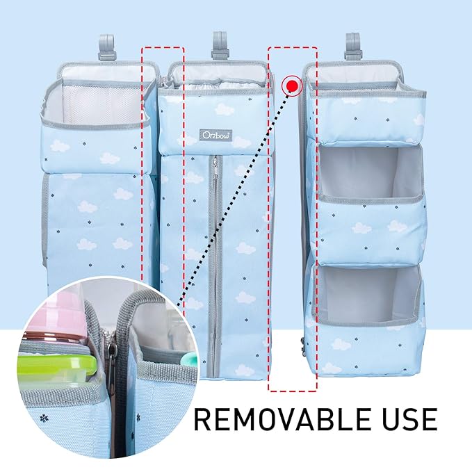 Orzbow 3-in-1 Hanging Diaper Organization Storage for Baby Essentials | Nursery Organizer and Baby Diaper Caddy | Hang on Cri