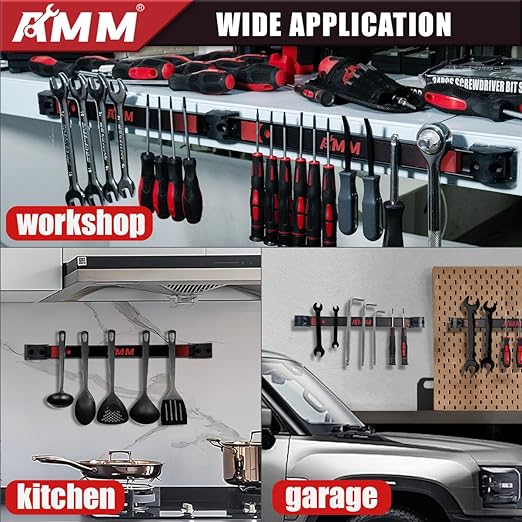 AMM 8PCS Magnetic Tool Holder Strip, 12" Heavy Duty Tool Organizer Magnetic Strip with Mounting Screws, Tool Magnet Bar for T