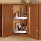 Rev-A-Shelf 24" Dual Full Circle Lazy Susan Organizer for Upper Corner Kitchen Cabinets, Plastic Home Storage 2 Tier Shelves,