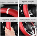 Car Leather Steering Wheel Cover - Panapi Material, Universal 14.5-15 Inch Leather Anti-Slip Breathable Auto Steering Wheel C