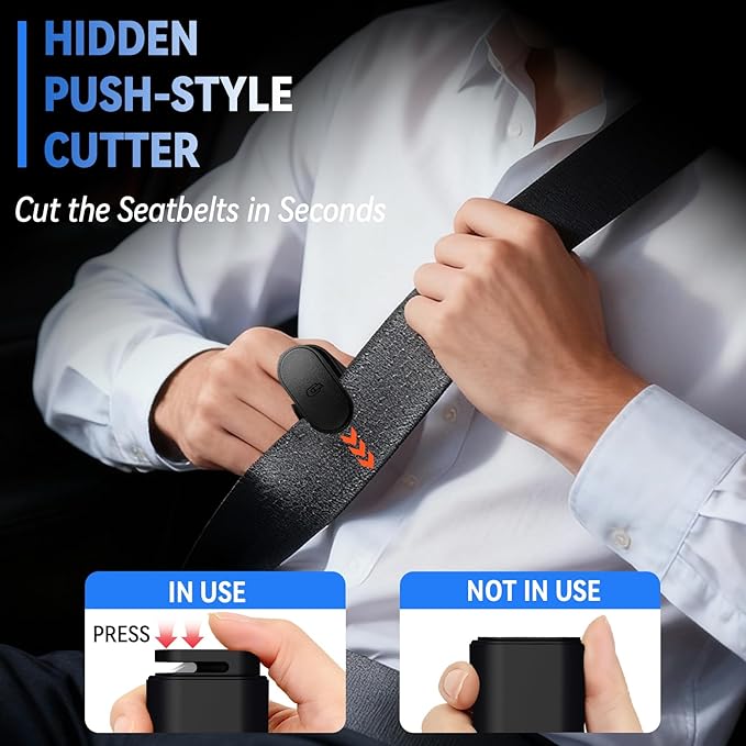 Upgraded Dual-Head Window Breaker Seatbelt Cutter, Car Safety Hammer 2-in-1 Emergency Escape Tool, Underwater Glass Breaker w