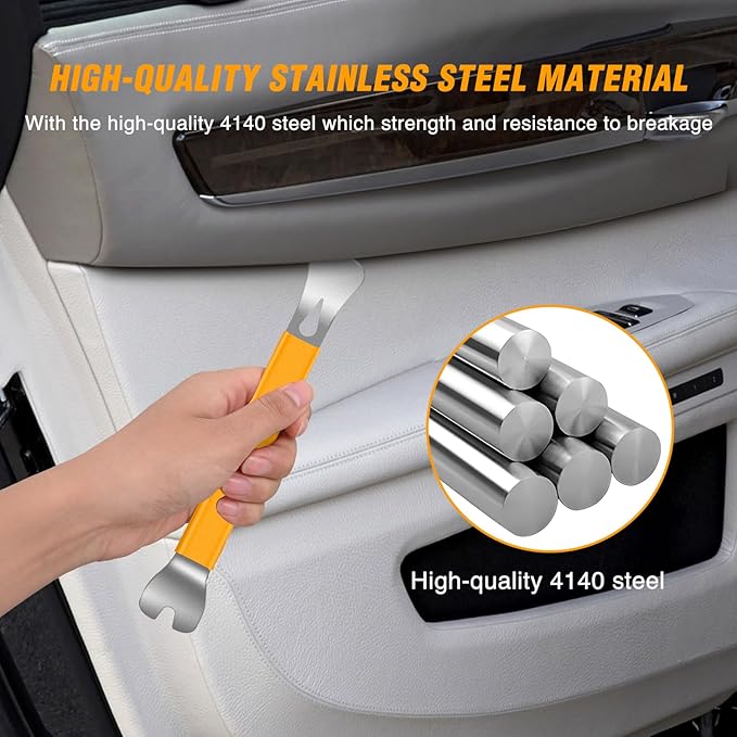 GOOACC 11PCS Trim Removal Tool Kit, Metal & Nylon Pry Tools Set for Car Door Panel, Dashboard, Audio, Clips, Fastener Remover