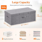 Lifewit 100L Under Bed Storage Containers, 11.8 Inch Tall Underbed Clothes Storage Organizer Bin with Sturdy Sidewalls, Botto