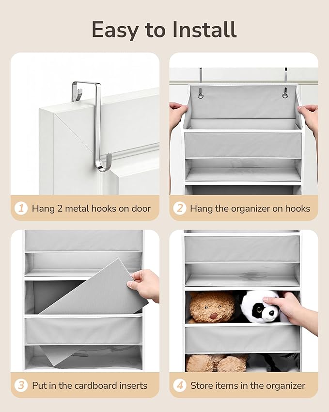 ULG 2-Pack Over-The-Door Organizer 5 Tiers, – Hanging Storage Organizer with 4 Mesh Side Pockets,Space Saving Closet Door Org