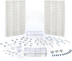 Azar Displays, 900945-WHT, 70 Piece Pegboard Organizer, Wall Mount Peg Board Combination Panel Kit for Bedroom, Craft Room, S