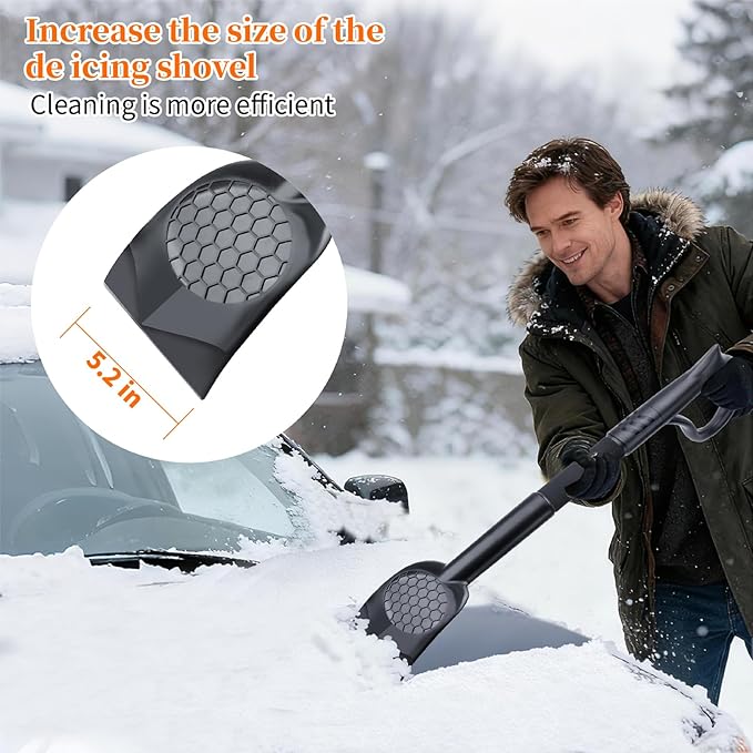 25.8'' Larger Ice Scrapers for Car Windshield | Dang Near Indestructible Ice from Scrape Frost and Ice |3-in-1 Emergency Snow Shovel | Detachable Remover with Foam Grip for Small Cars, Trucks, SUVs