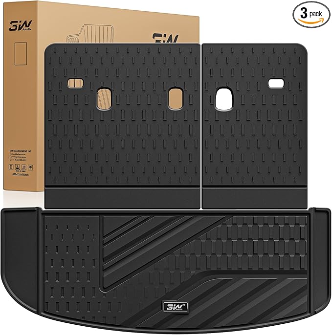 3W Kia Telluride Cargo Liner & Back Seat Cover for Kia Telluride 2020-2024 2025 (Not for Hybird), TPE All Weather Cargo Mat for Telluride Anti-Slip Heavy Duty Accessories, Black
