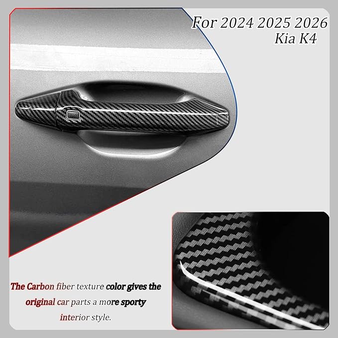 Car Exterior Door Handle Cover,for kia k4 2024 2025 2026,Car Exterior Door Handle Bowl Cover Protector，Car Sport Accessories - Carbon Fiber