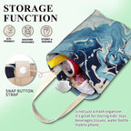 Car Trash Can, Cute Car Trash Bag, Hanging Car Organizer and Storage Bag, Trash Bin for Car Accessories, Vehicle, Travelling, Camping Luxury Blue White Marble