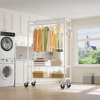 VIPEK R3 Rolling Clothing Rack Heavy Duty Garment Rack for Hanging Clothes, Portable Closet Wardrobe with Wheels and Side Hoo