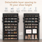 LANTEFUL Shoe Rack with Covers - 10 Tiers Tall Shoe Rack Organizer Large Capacity Shoe Shelf Storage 40 Pairs Space Saving Ve