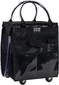 Reusable Grocery Bag On Wheels Shopping Trolley with 8 Pockets and Zipper Cover Foldable Rolling Tote, Heavy Duty Handles, Carries Up to 22 LBS (Small, Black)