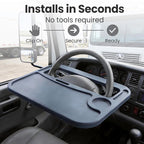 Steering Wheel Tray with Phone Slot & Drink Holder Suitable for Heavy-Duty Trucks/Trucks for Laptop use, Office Work and Meal Dining （Black）