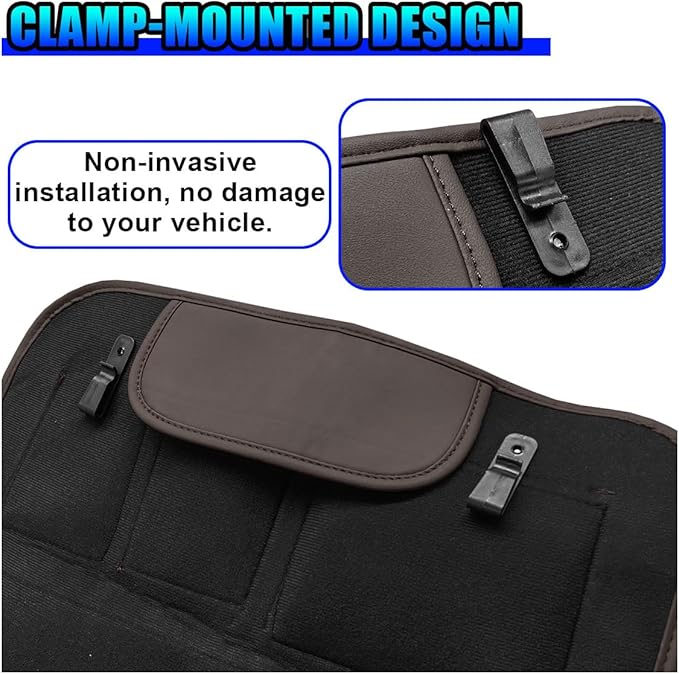 Leather Car Seat Back Organizer, Waterproof Car Seat Kick Mat with Cup Holder, Multifunctional Backseat Storage Bag, Universal Auto Travel Seats Protector Accessories for SUV Truck (Brown)