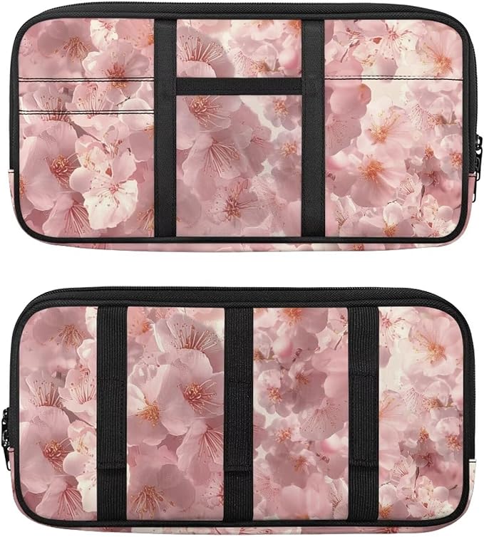 Car Sun Visor Storage Bag,Cherry Blossom Scratch-Resistant Car Essentials Tool Pack Car Visor Organizer with Zipper Fits Most Vehicles, SUVs, Trucks