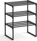 SONGMICS Shoe Rack, 3-Tier Shoe Organizer, Metal Storage Shelf, Upright or Upside Down, for 4-8 Pairs, Stackable, for Entrywa