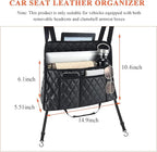 Car Purse Holder Between Seats, Large Capacity Leather Auto Front Seat Handbag Organizer Pocket, Backseat Barrier Storage Bag for Kids Pet, Universal Interior Car Accessories