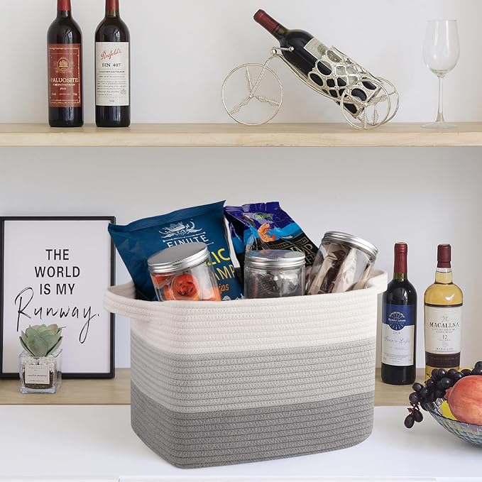 OIASKET Storage Baskets for Organizing, Woven Baskets for Shelves, Rectangle Decorative Organizer for Storage Clothes, Toy, B