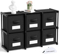 Geelin 6 Cube Storage Organizer with Fabric Bins and Labels 11 Inch, Fabric Collapsible Cubby Clothes Storage Drawer Dresser 