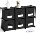 Geelin 6 Cube Storage Organizer with Fabric Bins and Labels 11 Inch, Fabric Collapsible Cubby Clothes Storage Drawer Dresser 