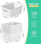 8-Pack White Plastic Storage Baskets with Lids, Label Organizers, Stackable Organizer Containers: For Organizing Shelves, Dra