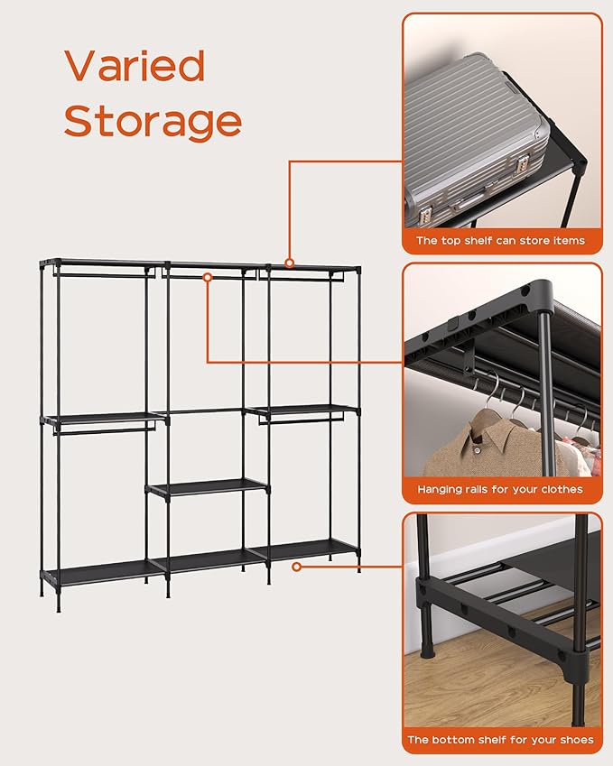 CASAMAYA Clothes Rack, Portable Closet, 80.7 Inch Extra Large Capacity Wardrobe Closet, Clothes Storage Organizer with Shelve