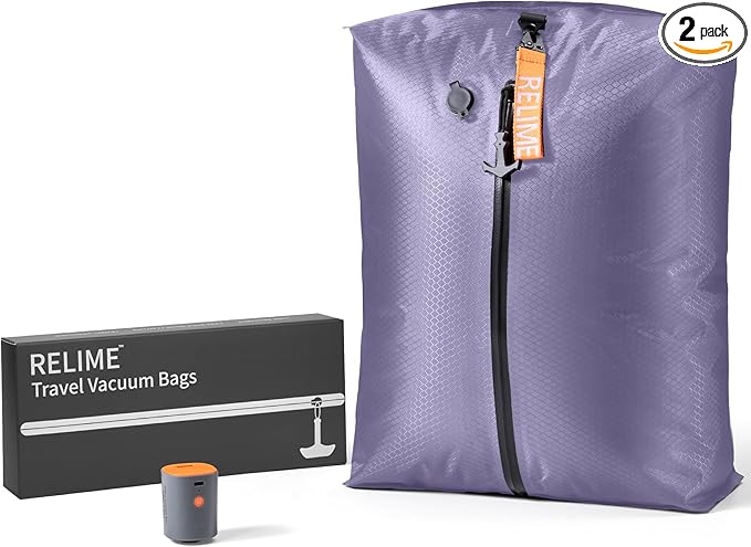 Relime Classic Series Vacuum Bags for Travel Luggage with Wireless Pump, Compression Bags for Carry On Suitcases and Backpack