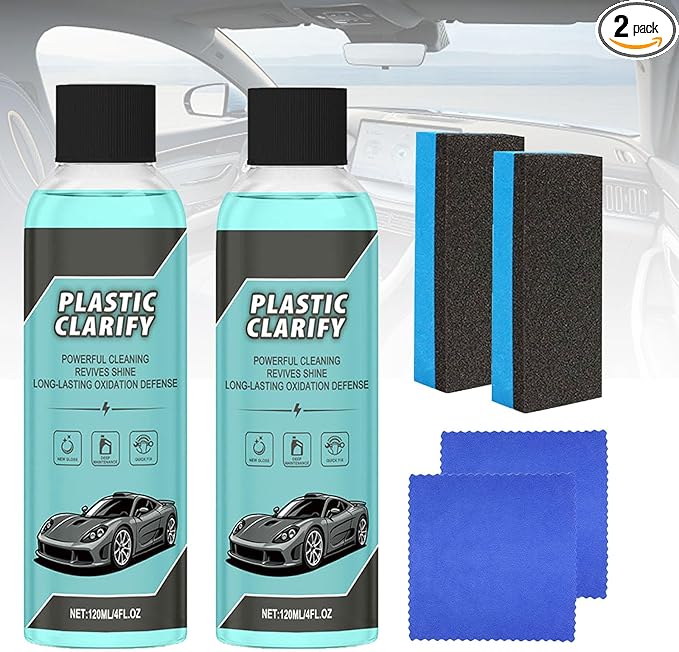 2PCS Plastic Clarify For Cars, Waterless Spray Wax, Plastic Clarify, All-In-One Detailer For Car Interiors & Exteriors, Plast