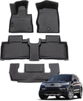 Auxko All Weather Floor Mats Fit for Ford Explorer 2026 2025-2020 6 Seat TPE Rubber Liners Set Explorer Accessories All Season Guard Odorless Anti-Slip 3 Row Floor Mats