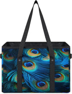 Reusable Grocery Bags Heavy Duty Shopping Bags Foldable Large Tote Bags with Long Handles & Hard Bottom