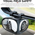 2 PCS Car Blind Spot Mirrors, Dual-sided Wide Angle Rearview Auxiliary with 360 Degree Adjustment, ABS Anti-collision Housing and HD Glass Design, Snap-on and Adhesive Mounting Mirror (Black)