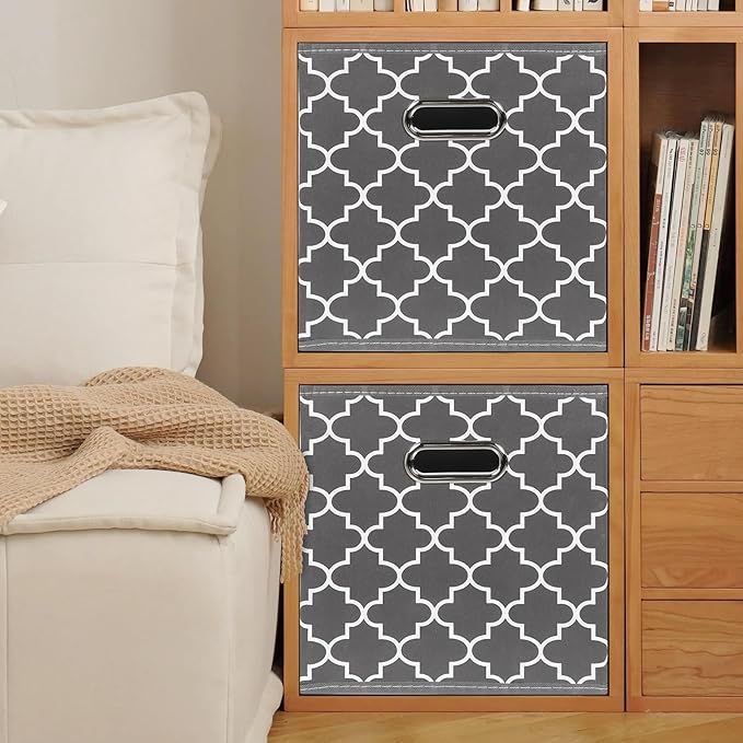 Fabric storage bins Cubes, Fabric Cube Organizer with Handle, Foldable Cube Bins for Cloth or Accessary Storage, 11x11x11, Se