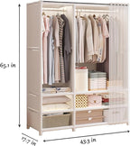 Portable Closet,Portable Closets for Hanging Clothes,Japanese Style Wardrobe with 2 Hanging Rods,6 Storage Shelves,43.3" L x 