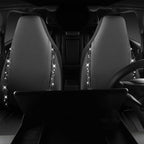 CAR PASS Leather Car Seat Covers High Back Bucket Bling Diamond Front Seats, Waterproof Universal Shining Glitter Crystal Sparkle Fit Model 3 Tesla Model Y, Truck SUV Cute Women Girl, Black Rhinestone