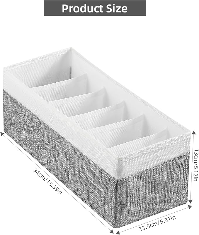 3 Packs Fabric Belt Organizer, 6 Grids Belt Organizer for Closet and Drawer, Foldable Dresser Drawer Organizers, Tie Storage 