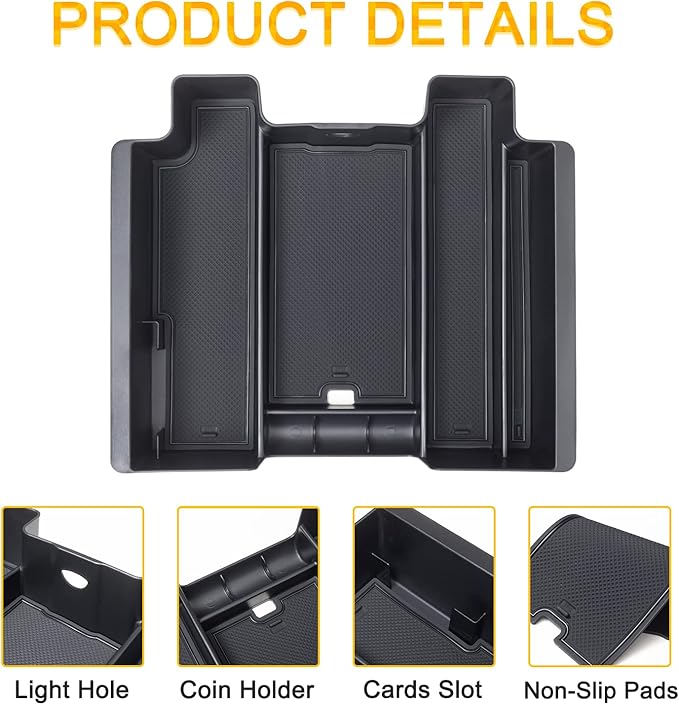 PIMCAR Full Size Center Console Organizer for 2019-2022 Chevy Silverado/GMC Sierra 1500 & 2020-2023 Silverado/Sierra 2500 HD 3500 HD Accessories-Full Console w/Bucket Seats ONLY