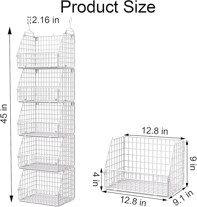 PUPPYCUTE Hanging Closet Organizer and Storage, Clothes Hanging Shelves Wire Baskets for Clothing Sweaters Purse Handbags Sho