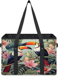 Reusable Grocery Bags Heavy Duty Shopping Bags Foldable Large Tote Bags with Long Handles & Hard Bottom