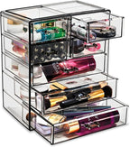 Sorbus Acrylic Makeup Organizer Set, 7-Drawer Vanity & Countertop Cosmetic Storage with Small & Wide Drawers, Black Jewel Mak