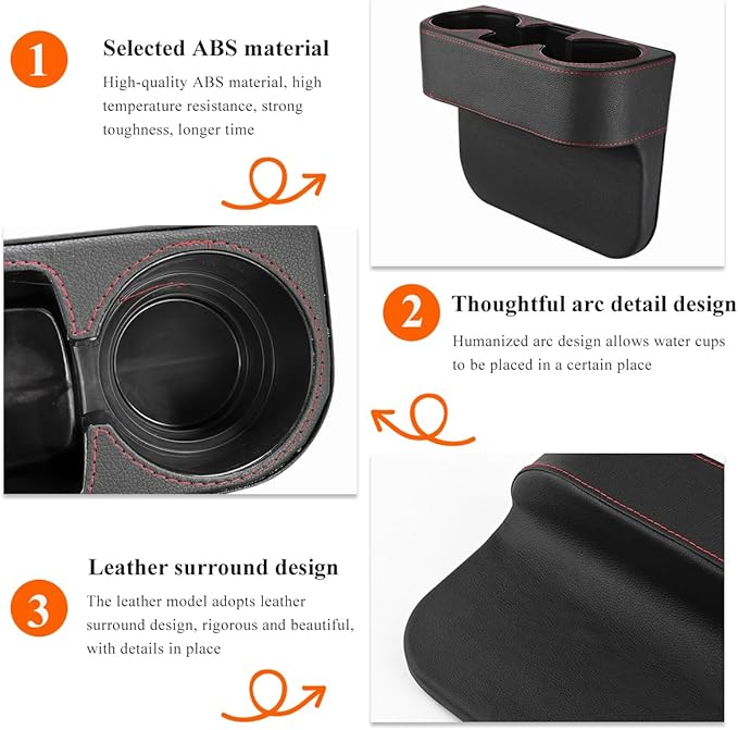 DXNQ Car Cup Holder Gap Filler Organizer, Multifunctional Auto Front Console Gap Filler with Cup Holder, Leather Extra Cup Ho
