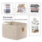 COMFY-HOMI Storage Basket for Shelves, Woven Baskets for Storage, Cotton Rope Basket for Toys,Towel Baskets, Toy Storage Orga