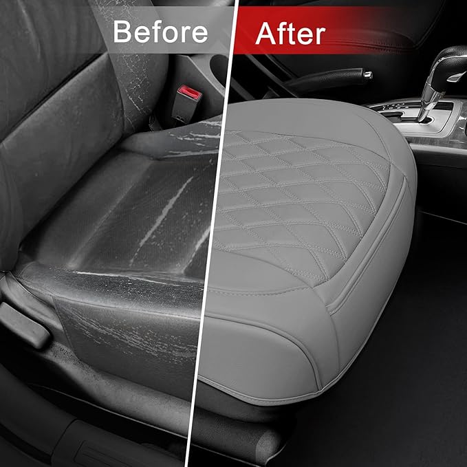 1 Pack Leather Front Car Seat Cover Bottom Car Seat, Anti-Slip and Full Wrap Driver Car Seat Protectors, Luxury Waterproof Bo