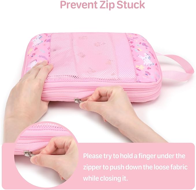Kids Compression Packing Cubes, 4 Piece Set for Carry On Suitcase, Water Resistant Travel Luggage Organizers with Shoe Bag, T