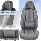 Coverado Universal Seat Covers Full Set, 5 Seats Universal Seat Covers for Cars, Waterproof Nappa Leather Car Seat Covers wit